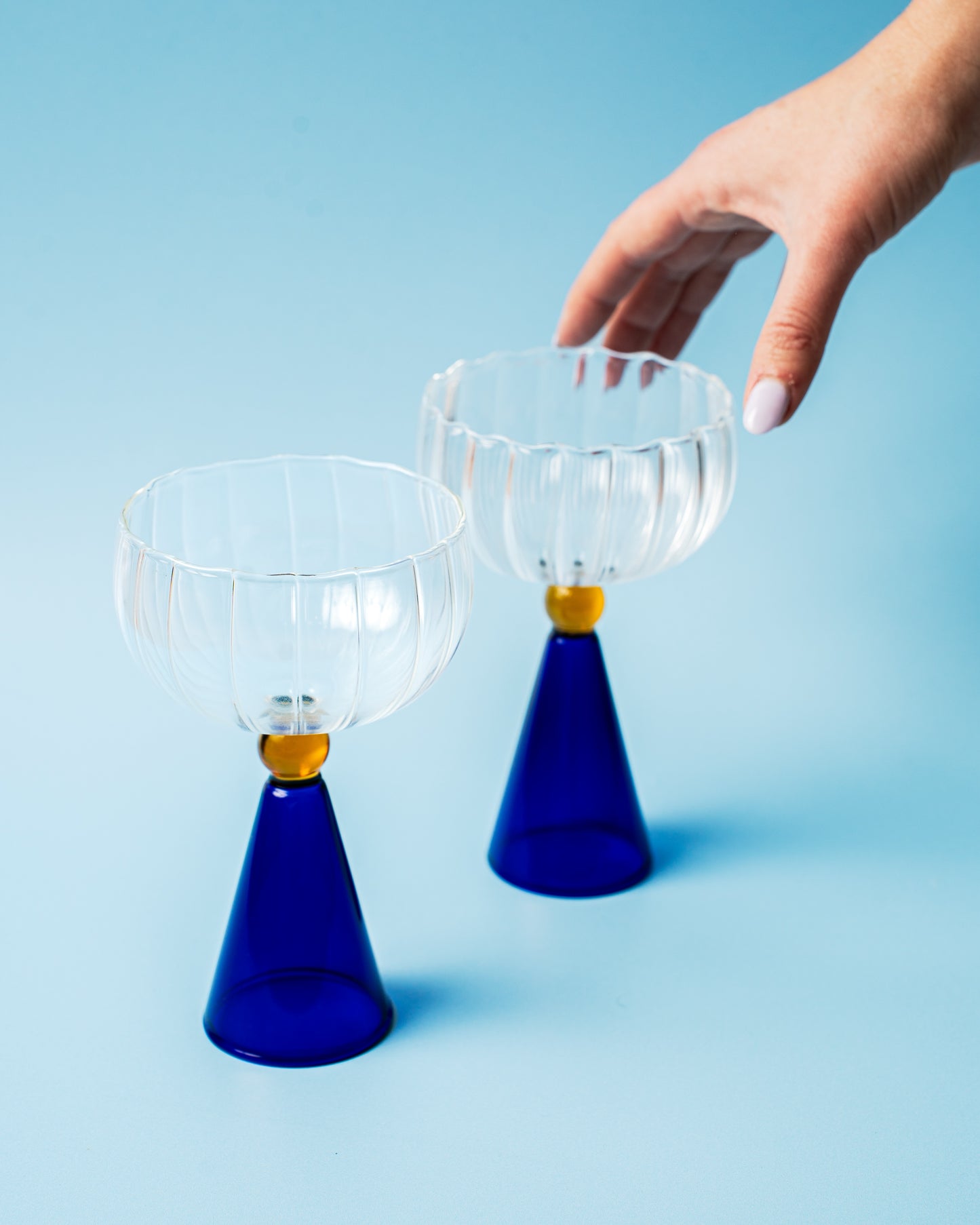 Venetian Blue Champagne Coupe