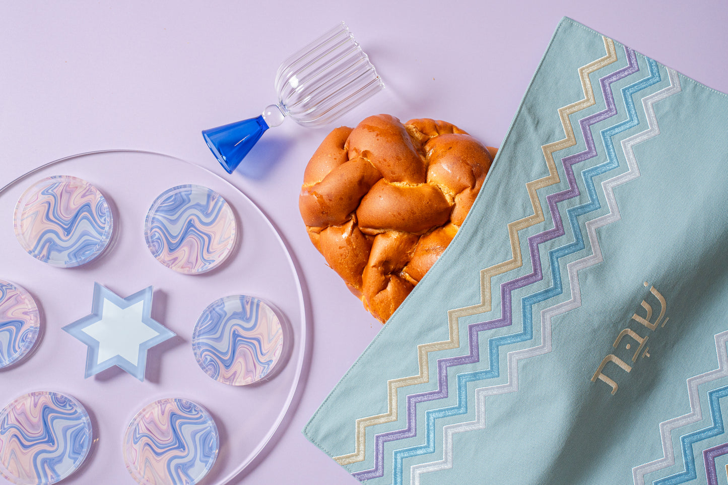 Wavy Embroidered Challah Cover