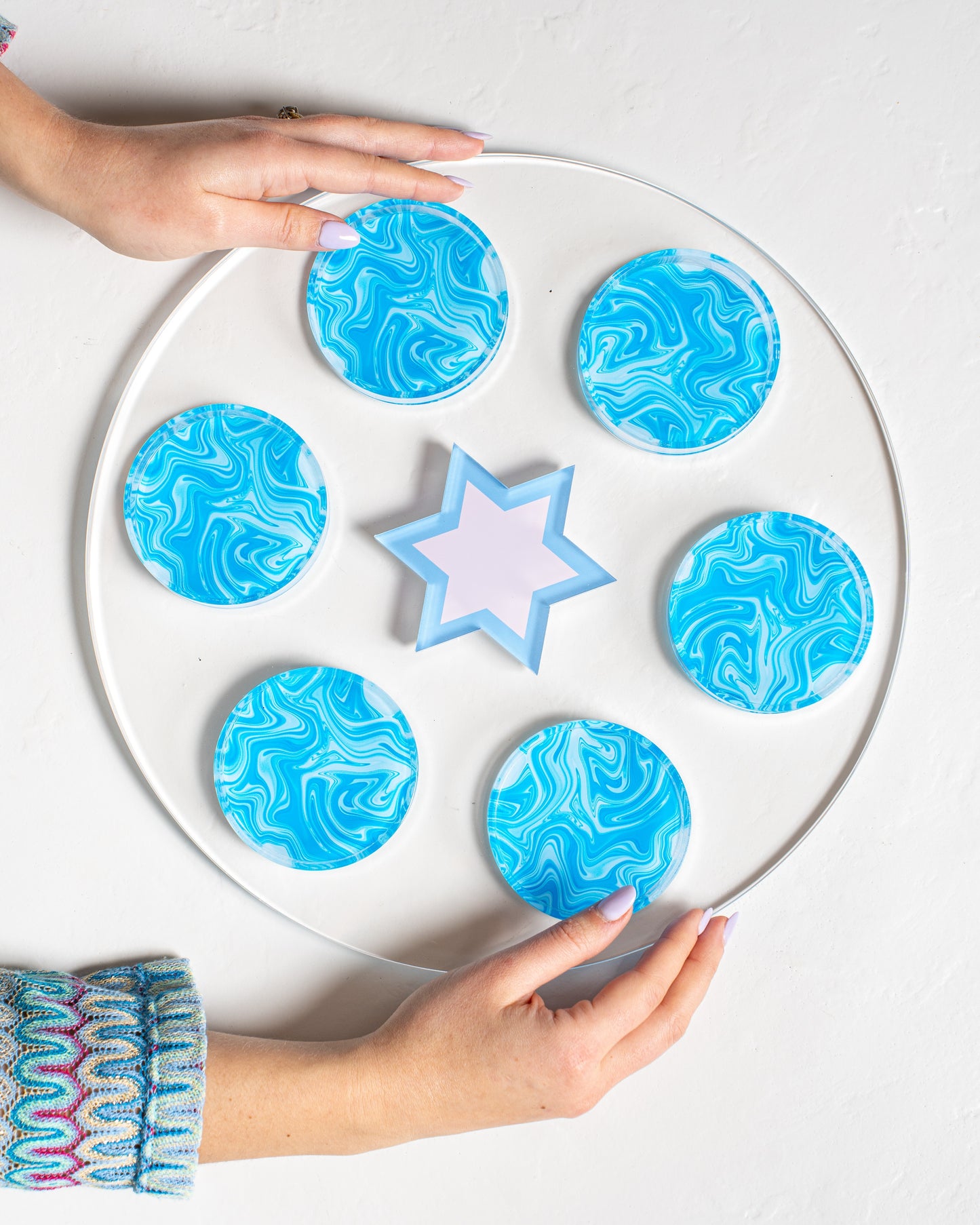 Blueberry Swirl Seder Plate/Holiday Platter