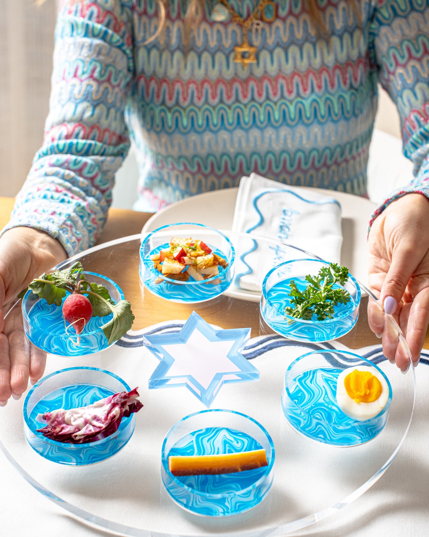 Blueberry Swirl Seder Plate/Holiday Platter