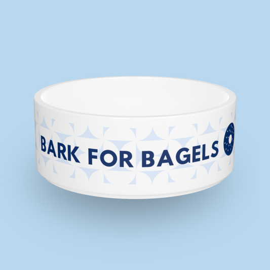 Bark for Bagels Pet Bowl - Blue