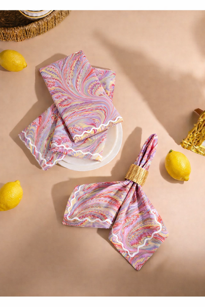 Pink Florentine Marbled Cloth Dinner Napkins