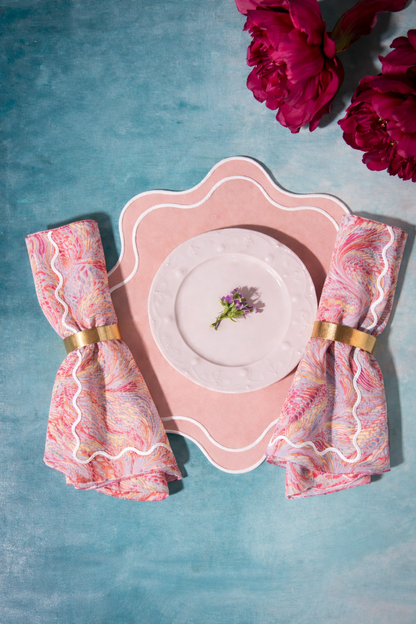 Pink Florentine Marbled Cloth Dinner Napkins