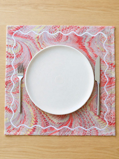 Pink Florentine Marbled Cloth Dinner Napkins