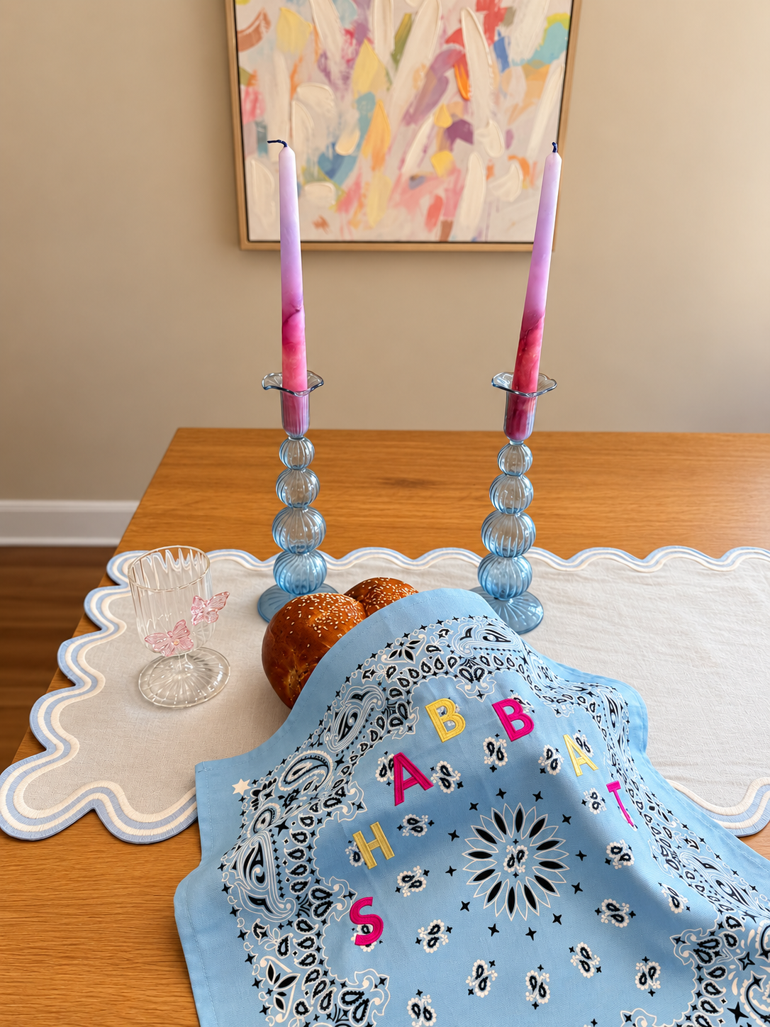 Bandana Print Embroidered Challah Cover