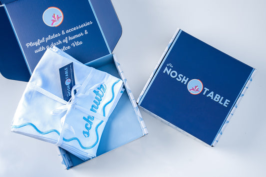 Light Blue & White Nosh Placemat & Napkin 8-Piece Bundle