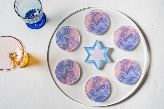 Lavender Swirl Seder Plate/Holiday Platter