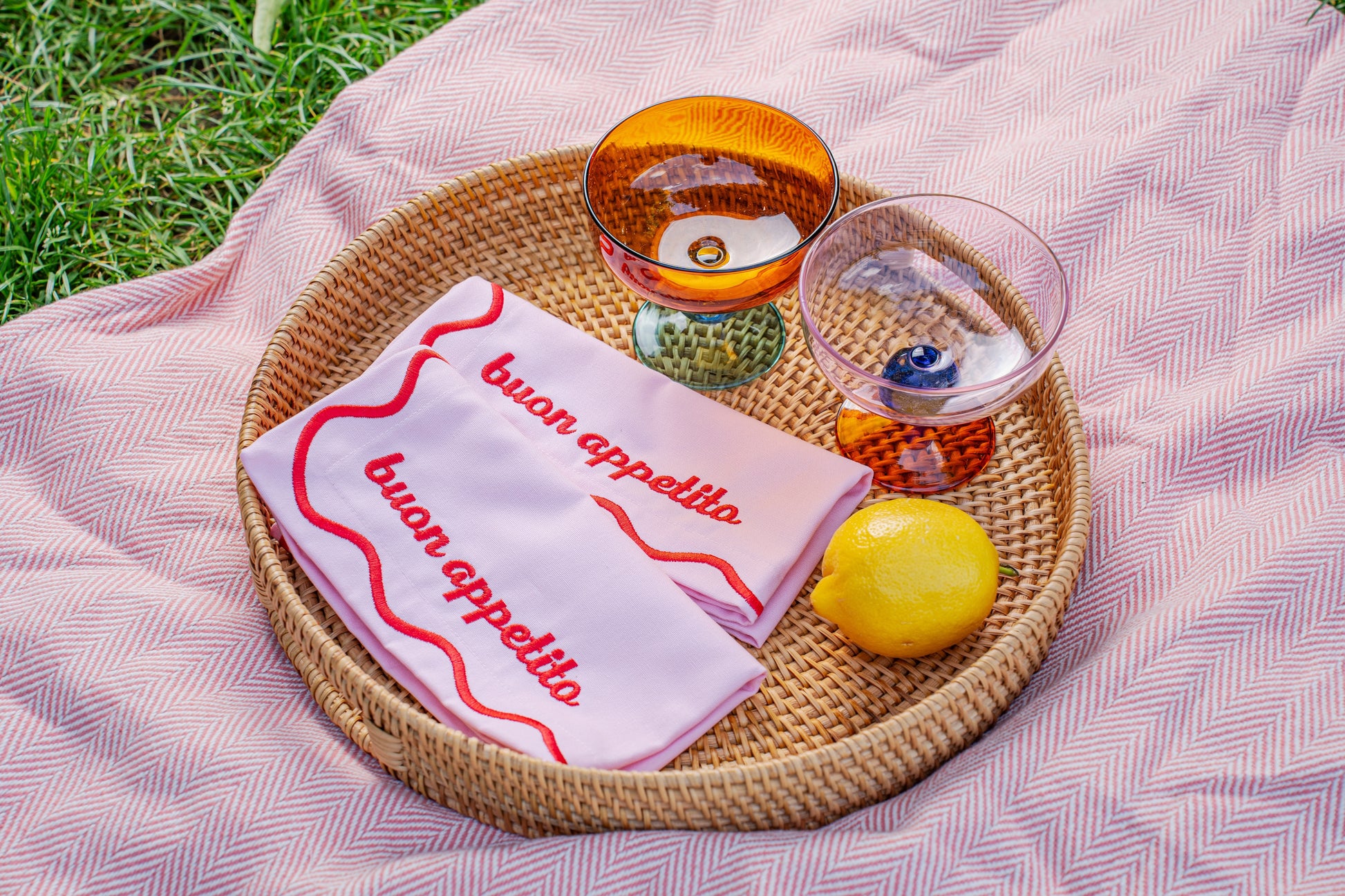 The Nosh Table Pink Buon Appetito Napkins